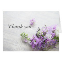 flowers in lavender with sheet music thank you greeting card