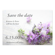 flowers in lavenderwith music save the date card