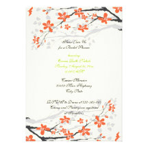Flowers orange lime green bridal shower invitation