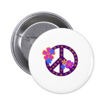 Flowers Peace Symbol Pin