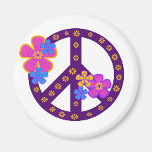 Flowers Peace Symbol Refrigerator Magnet