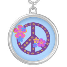 Flowers Peace Symbol T-shirts and Gifts Necklace