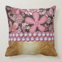 Flowers,Rhinestone Pink & Gold throw pillow pillows