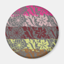Flowers Stripes and Plaid Refrigerator Magnet