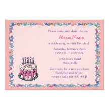 Flowery Border Birthday Party Invitation