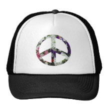 flowery peace symbol mesh hats