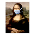 Flu Season Mona Lisa with Mask Postcard