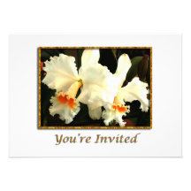 Fluffy White Cattleyas Personalised Invitation