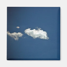 Fluffy white cloud on deep blue sky refrigerator magnets