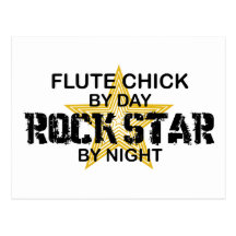 Flute Chick Rock Star by Night Postcard