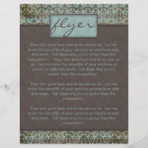 Flyer Damask Turquoise Blue Brown 5 flyers
