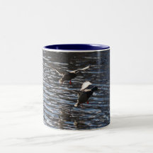 Flying Ducks Landing on a Lake Drinking Mug