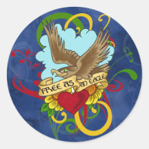 Flying Eagle Tattoo Round Sticker