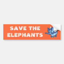 Flying Elephant (Blue) Bumper Stickers