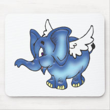 Flying Elephant (Blue) Mousepad