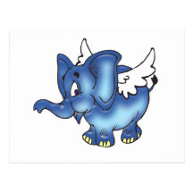 Flying Elephant (Blue) Postcard
