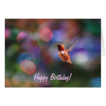 Flying Hummingbird and Colorful Background cards