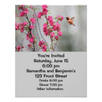 Flying Hummingbird and Flowers invitations