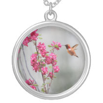 Flying Hummingbird and Flowers necklaces