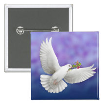 Flying Peace Dove Pinback Buttons