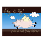Flying Pig Party Invitations Postcard