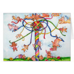 Flying Pigs Around the Maypole Greeting Card