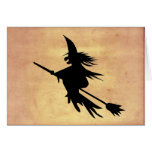 Flying Witch Shadow Faded Paper Halloween Card