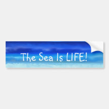 Folk Art Night Ocean Sea is Life Bumper Sticker