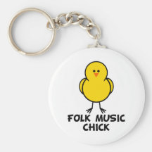 Folk Music Chick Keychain
