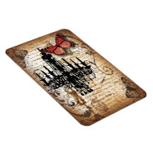 fondo vintage chandelier butterfly scripts rectangular magnet