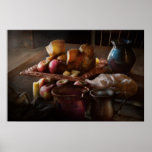 Food - A tribute to Rembrandt - Apples and Rolls Print
