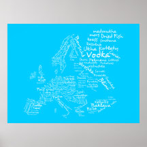 Food Map of Europe (Blue) Poster