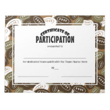 Football Certificates of Participation Notepad