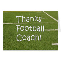 Football Coach Thank You Thanks on Playing Field Card
