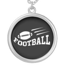 Football design with bouncing ball white on black pendant