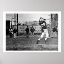 Football Player Missing Pass on Football Field Poster