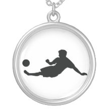 Football Soccer Black Silhouette Necklaces