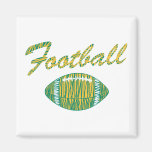 football text and ball orange gold and green magnets