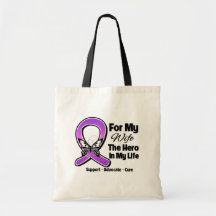 For My Hero My Wife - Purple Ribbon Awareness Canvas Bag