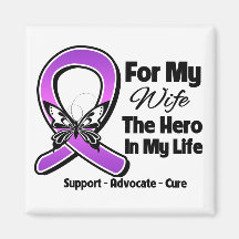 For My Hero My Wife - Purple Ribbon Awareness Fridge Magnets