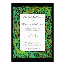 Forest Greens Celtic Animals Wedding Invitation
