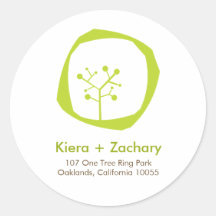 Forest Tree Ring Lime Custom Address Label Sticker