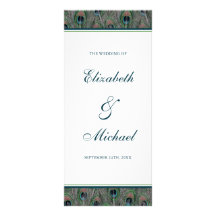 Formal Peacock Feathers Wedding Program Custom Rack Cards