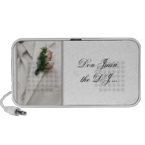 Formal white tuxedo with pink roses speakers