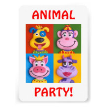 Four Animal Faces Custom Announcement