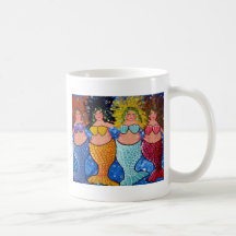 Four Chubby Mermaids Coffee Mugs