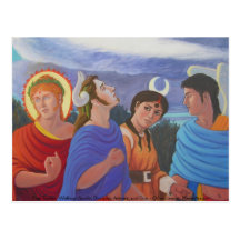 Four Deities Walking Postcards