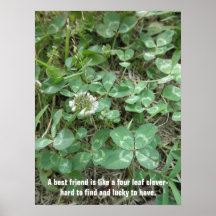 Four Leaf Clover Best Friend Good Luck Poster