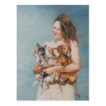 Four Rescues Dog Art Postcard