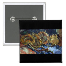 Four Sunflowes gone to Seed by Van Gogh Pinback Buttons